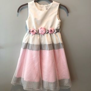 Rare Edition white/pink/gray 3 layer formal dress